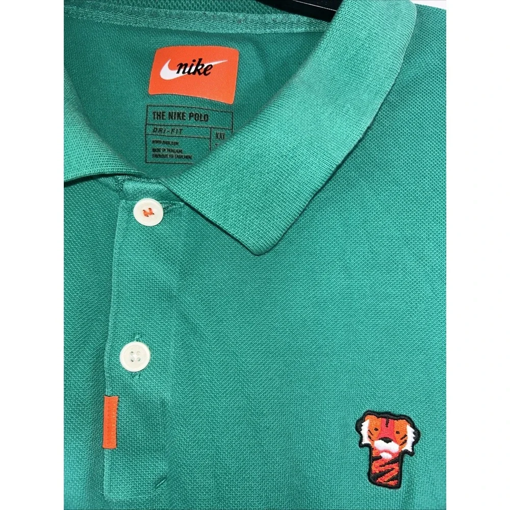 Nike Polo Dri-FIT Tiger Woods Mens XXL Green Pique Short Sleeve Golf Shirt